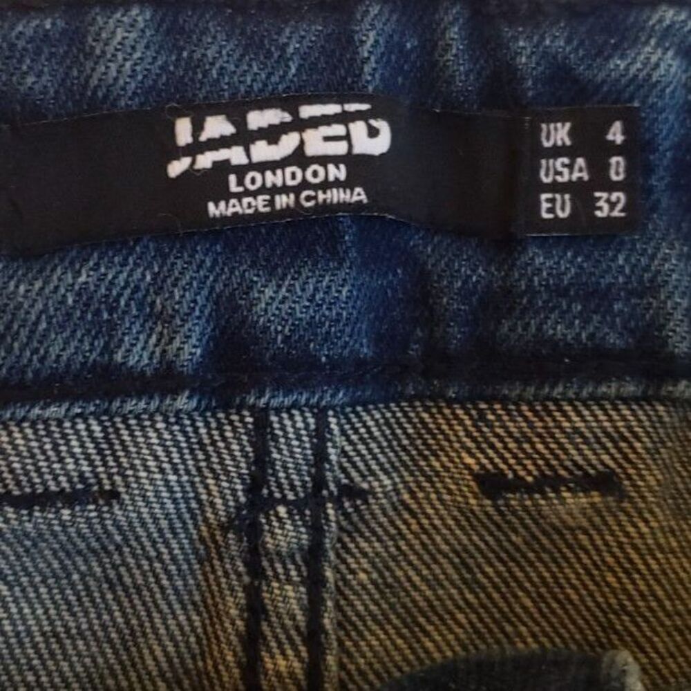 NWT Jaded London - Extreme Distressed Mini Skirt - Blue - Women Size 0 - Picture 7 of 8